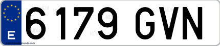 Ejemplo de matrícula de coche ordinaria 6179 GVN