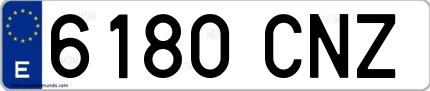 Ejemplo de matrícula de coche ordinaria 6180 CNZ
