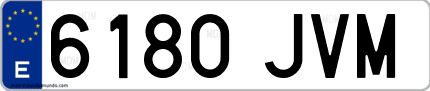 Ejemplo de matrícula de coche ordinaria 6180 JVM