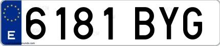 Ejemplo de matrícula española 6181 BYG