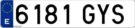 Ejemplo de matrícula española 6181 GYS