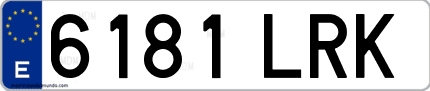 Ejemplo de matrícula de coche ordinaria 6181 LRK