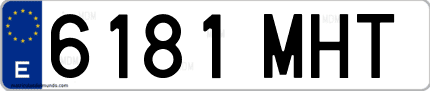 Ejemplo de matrícula de coche ordinaria 6181 MHT