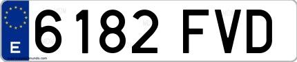 Ejemplo de matrícula española 6182 FVD