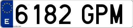 Ejemplo de matrícula de coche ordinaria 6182 GPM