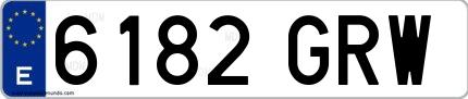Ejemplo de matrícula española 6182 GRW