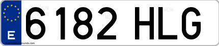 Ejemplo de matrícula de coche ordinaria 6182 HLG