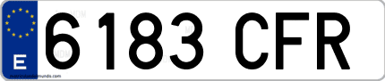 Ejemplo de matrícula de coche ordinaria 6183 CFR