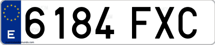 Ejemplo de matrícula de coche ordinaria 6184 FXC