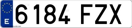 Ejemplo de matrícula de coche ordinaria 6184 FZX
