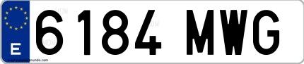Ejemplo de matrícula española 6184 MWG