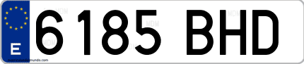 Ejemplo de matrícula de coche ordinaria 6185 BHD