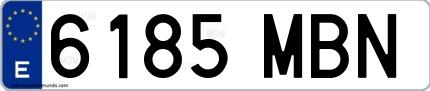 Ejemplo de matrícula española 6185 MBN