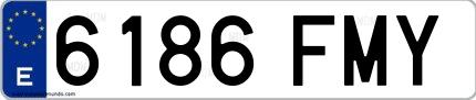 Ejemplo de matrícula española 6186 FMY