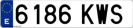 Ejemplo de matrícula española 6186 KWS
