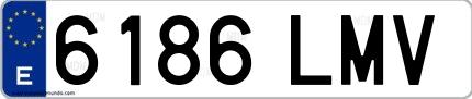 Ejemplo de matrícula de coche ordinaria 6186 LMV
