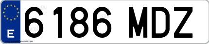 Ejemplo de matrícula española 6186 MDZ