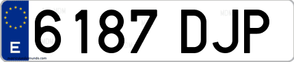 Ejemplo de matrícula de coche ordinaria 6187 DJP