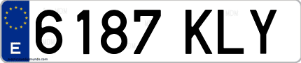Ejemplo de matrícula de coche ordinaria 6187 KLY