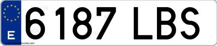 Ejemplo de matrícula española 6187 LBS