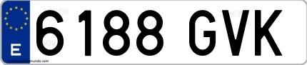 Ejemplo de matrícula española 6188 GVK