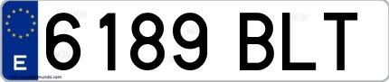 Ejemplo de matrícula española 6189 BLT