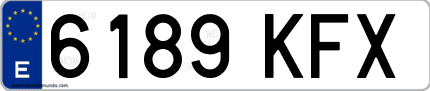 Ejemplo de matrícula de coche ordinaria 6189 KFX