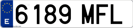 Ejemplo de matrícula de coche ordinaria 6189 MFL
