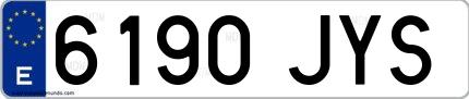 Ejemplo de matrícula española 6190 JYS