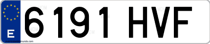 Ejemplo de matrícula de coche ordinaria 6191 HVF