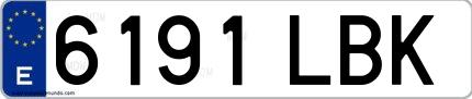 Ejemplo de matrícula española 6191 LBK