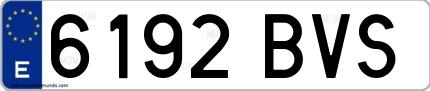 Ejemplo de matrícula española 6192 BVS