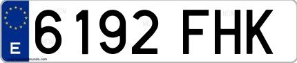 Ejemplo de matrícula de coche ordinaria 6192 FHK