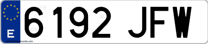 Ejemplo de matrícula de coche ordinaria 6192 JFW