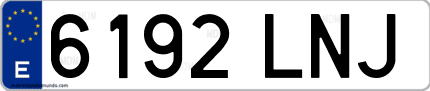 Ejemplo de matrícula de coche ordinaria 6192 LNJ