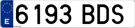 Ejemplo de matrícula española 6193 BDS