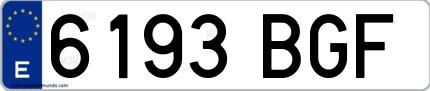 Ejemplo de matrícula española 6193 BGF