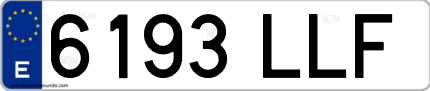 Ejemplo de matrícula de coche ordinaria 6193 LLF
