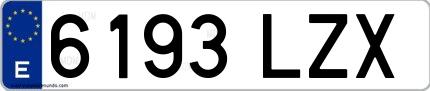 Ejemplo de matrícula española 6193 LZX
