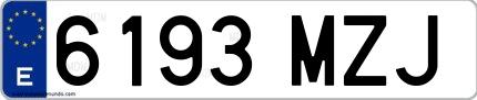 Ejemplo de matrícula de coche ordinaria 6193 MZJ