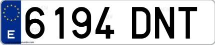 Ejemplo de matrícula española 6194 DNT