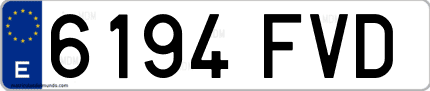 Ejemplo de matrícula de coche ordinaria 6194 FVD