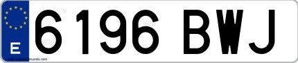 Ejemplo de matrícula española 6196 BWJ