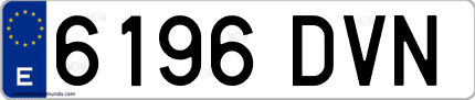 Ejemplo de matrícula de coche ordinaria 6196 DVN