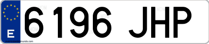 Ejemplo de matrícula de coche ordinaria 6196 JHP