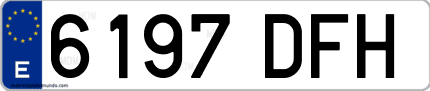Ejemplo de matrícula de coche ordinaria 6197 DFH