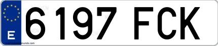 Ejemplo de matrícula española 6197 FCK