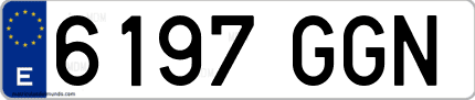 Ejemplo de matrícula de coche ordinaria 6197 GGN