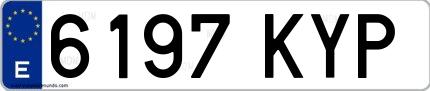 Ejemplo de matrícula española 6197 KYP