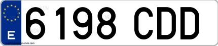 Ejemplo de matrícula española 6198 CDD